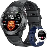 Smartwatch Herren mit Telefonfunktion, 1,39 Zoll IPS Berührungsbildschirm Fitnessuhr, Blutdruck, Pulsmesser, Schrittzähler, SpO2, Sportuhr, Android - Schwarz