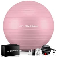 EliteAthlete® Gymnastikball Sitzball Büro ergonomisch mit Anti Burst System - Fitness Yoga Pilates Schwangerschaft - Schwangerschaftsball Fitnessball Yogaball - Yoga Ball inkl. Luftpumpe - Peach 75cm