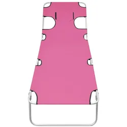 vidaXL Klappbare Sonnenliege mit Kopfkissen Stahl Magento Rosa