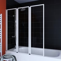 Marwell Triple White Duschwand für Badewanne 125 x 143 cm Badewannenfaltwand in weiß Badewannenaufsatz mit klarglas