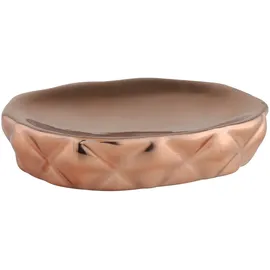 Testrut axentia Seifenschale Copper kupferfarben, Seifenschale aus Keramik mit schlichtem und modernem Design, Seifenbox mit großer Ablagefläche in schöner Farbe