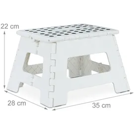 Relaxdays Klapphocker faltbar Badezimmerhocker weiß Kunststoff bis 150 kg