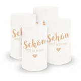 itenga 6X Windlicht Tischlicht aus Folie I Schön DASS du da bist I 10 x 21,0 cm I ideal als Tischdeko für Jede Feierlichkeit I geeignet für Teelichter oder LED-Kerzen (apricot)