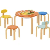 aiyaplay Kindersitzgruppe 5-teilig 69 x 45 x 69 cm Holz lackiert mehrfarbig