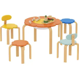 aiyaplay Kindersitzgruppe 5-teilig 69 x 45 x 69 cm Holz lackiert mehrfarbig