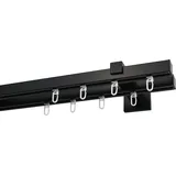 GARESA Gardinenstange GARESA "Nora", schwarz, L:170cm, Aluminium, Gardinenstangen, Vorhanggarnitur, einfache Montage an die Wand, verlängerbar, Kappe