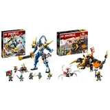 LEGO 71785 NINJAGO Jays Titan-Mech, Ninja-Spielset mit Jay, ab 9 Jahren & 71782 NINJAGO Coles Erddrache EVO, Spielzeug zum Sammeln mit aufrüstbarem Drachen & Skorpion-Figur