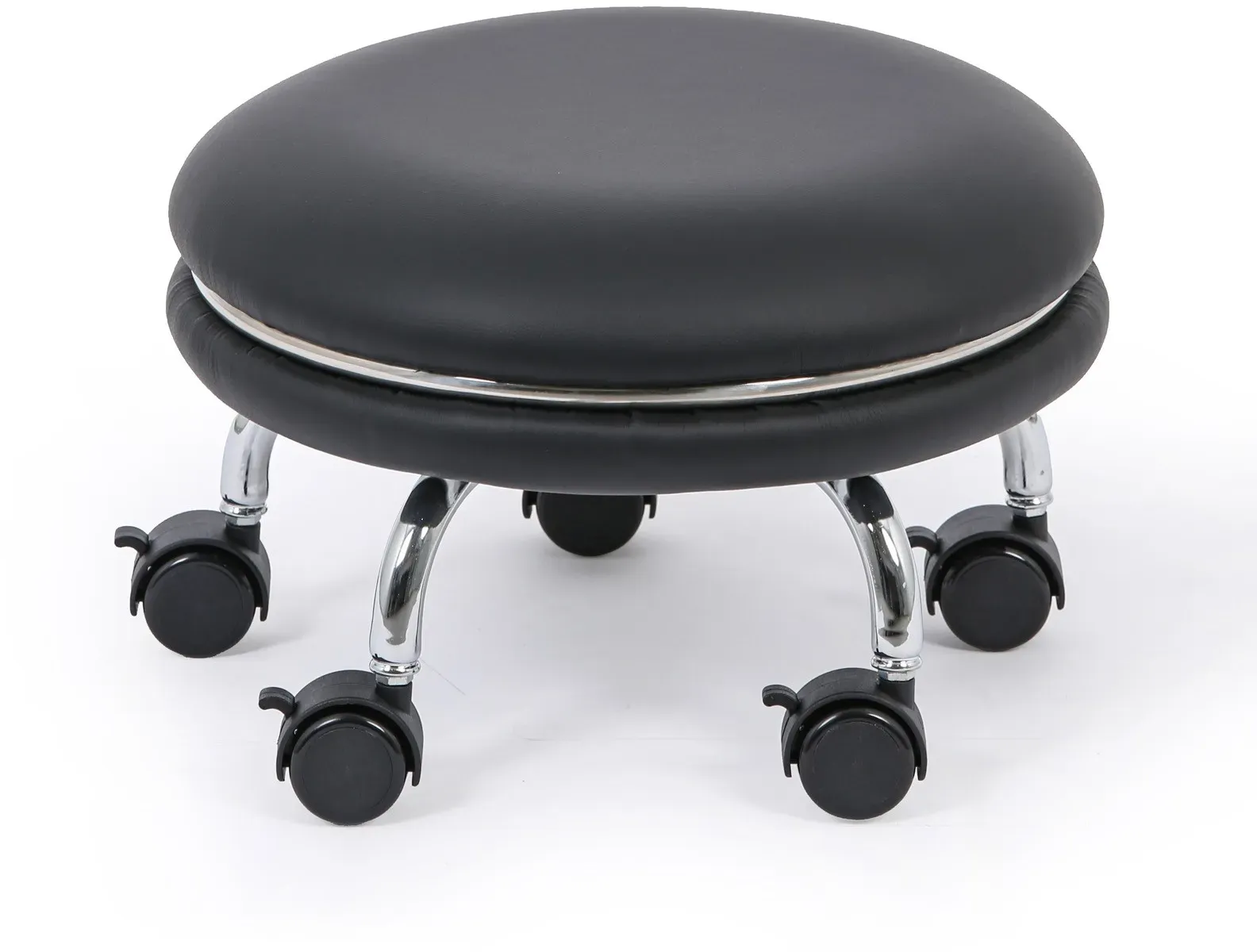 Fahrbarer Servicehocker RONDO, weiche Rollen, schwarz