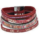 Steuer Armband Velour rot 4-reihig Metall glänzend 19 cm