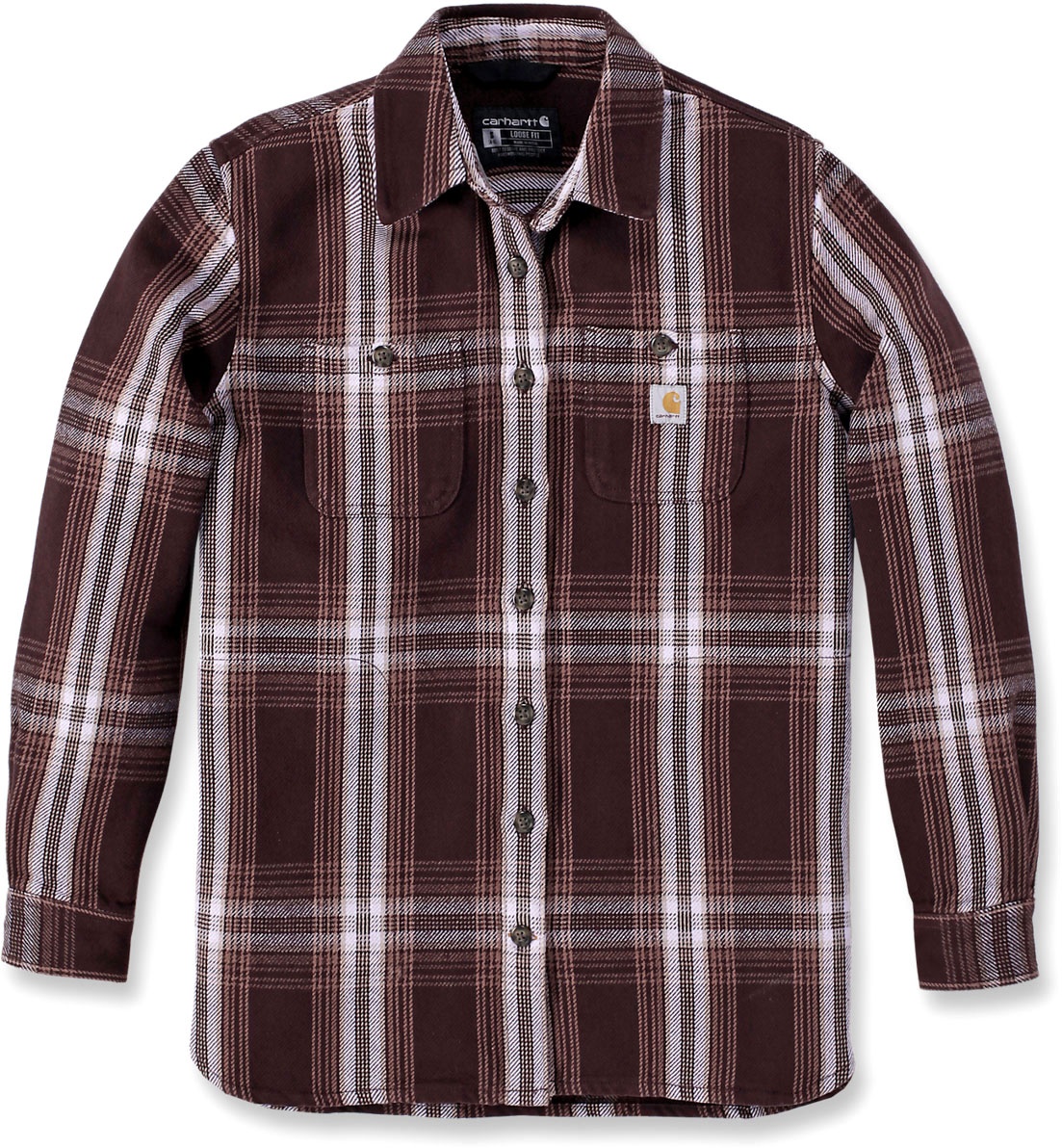 Carhartt Twill Plaid, chemise femme - Marron Foncé/Blanc - M