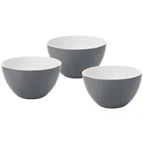 Qdesign - 3er-Set Melaminschalen (12,5 cm) - Schüsseln aus Neutralem und Gesundem Material - Stapelbare Küchenbehälter - Ideal für Beilagen & Desserts - Grau