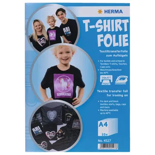 Herma T-Shirt Folie A4 f. dunkle + schwarze Textilien 10 Bl. 4527