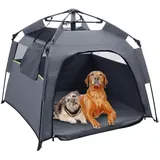 Plusvivo Pop-Up-Hundezelt für große Hunde, 900D, strapazierfähig, Oxford-Material, faltbar, kühles Netzgewebe, Campingzelt, 101.6x101.6x71.1 cm, für drinnen und draußen, Strand ent
