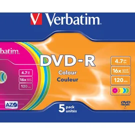 Verbatim DVD-R 4,7 GB 16x Colour 5 St.