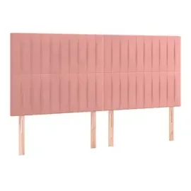 vidaXL Boxspringbett mit Matratze & LED Rosa 160x200 cm Samt