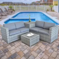 MuCoLa Xxl Polyrattan Sitzgruppe + Auflagenbox Garten Sofa Sitzgarnitur
