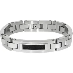 Zeeme Stainless Steel Armband Edelstahl matt glanz zweifarbig mit schwarzem Stahlseil