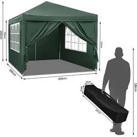 Woltu Faltpavillon 3 x 3 m inkl. 4 Seitenteile Grün