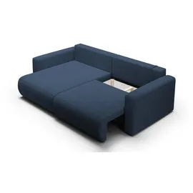 Fun Möbel Ecksofa Sofa mit Schlaffunktion CHAIRA Stoff Curio Dunkelblau Ottomane Links - Blau