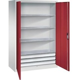 Californian Products CP Stahlschrank 8932-503 S10243 lichtgrau, rubinrot 120,0 x 60,0 x 195,0 cm, aufgebaut