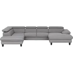 Wohnlandschaft HOME AFFAIRE "Pilot U-Form", grau, B:331cm T:108cm, Sofas, mit Kopfteilverstellung, wahlweise mit Bettfunktion und Bettkasten