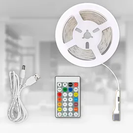 B.K.Licht - LED Strip 5m mit Musiksensor, Fernbedienung, RGB IC dynamischer Farbwechsel, LED Streifen, Leiste, Zimmer deko, Gaming Deko, Band, Lichtleiste, 500x0,8x0,3 cm, Weiß