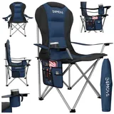 24move 24MOVE® Campingstuhl Salvador faltbar Klappstuhl gepolstert inkl. Tragetasche, 150kg belastbar, blau