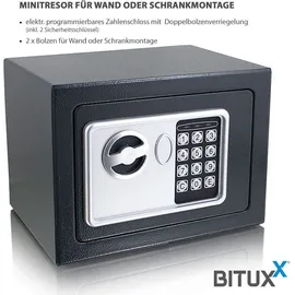 BITUXX Minisafe Wandtresor Wandsafe Schranktresor Geldschrank Möbeltresor Geldsafe Grau