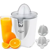 Grunkel Elektrische Orangen- oder Zitruspresse - zwei austauschbare Kegel - Edelstahldüse - Fruchtfleischfilter (weiß)