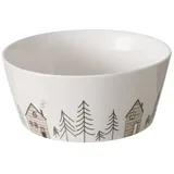 Boltze Home Schale mit winterlichem Tannenbaummotiv, Keramik, Grau, Ø15 cm, 500 ml