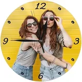 Personalisierte Foto Runde Wanduhr, Personalisierte Uhr mit Foto Text, Benutzerdefiniert Runde Wanduhren mit Foto zum Weihnachten Neujahr Jahrestag Jubiläum Geburtstag Dekorative Geschenk - 20cm