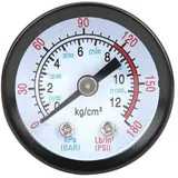 Luftkompressor Manometer, Druckluft Manometer 0~180 PSI, 0~12 Bar, Pressure Gauge Messgerät 42 mm Durchmesser für Schraubenkompressoren, Kolbenkompressoren