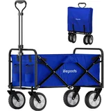 LifeGoods Bollerwagen Faltbar Kinder - Handwagen - Gartenwagen - Transportwagen Klappbar - Strandwagen - Strand - Klappbarer - Bis Zu 70Kg – 94L– 98x45cm – Blau