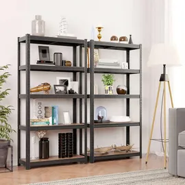 Songmics Lagerregal Holzwerkstoff 30 x 75 x 150 cm vintagebraun-schwarz 5 Ablagen bis 650 kg belastbar