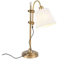 QAZQA Klassische Tischlampe Bronze mit weißem Schirm - Ashley