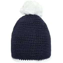 Pomponmütze Kontrast MB7964, navy-blau/weiß, Einheitsgröße - navy