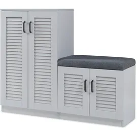 [en.casa] Løten 120 x 97 x 36 cm mit Sitzbank grau / grau