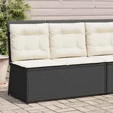 Teenpull – Gartenbank Verstellbar Mit Kissen Schwarz Poly Rattan