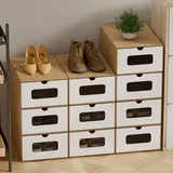 Peviasot 35×23×13 cm 20x Schuhaufbewahrung Reinweiß mit Sichtfenster – Faltbare Schuhbox aus Kraftpapier, Stapelbar, Schuhkarton Schublade Aufbewahrungsbox Pappe für bis Größe 45