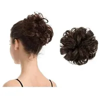 luxuskollektion BARSDAR Echthaar Haarteil Haargummi 100% Braun Lockig Dutt