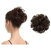 luxuskollektion BARSDAR Echthaar Haarteil Haargummi 100% Braun Lockig Dutt