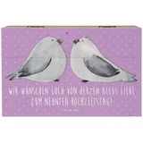 Mr. & Mrs. Panda Dekokiste 19 x 12 cm 9. Hochzeitstag Keramikhochzeit - Lavendeltraum - Geschenk (1 St), Hochwertiges Holzfaser lila