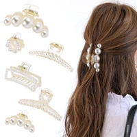 6 Stück Klauenklammer Perlen Haarklammern für Dickes Haar Rutschfest Starke Perlen Haarklammer Groß Dickes Haar Accessoires für Damen Spangen Mädchen
