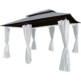 Lex Ersatzdach Pavillon rechteckig 4 x 3 m wasserabweisend, Farbe:steingrau