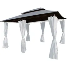 Lex Ersatzdach Pavillon rechteckig 4 x 3 m wasserabweisend, Farbe:steingrau