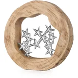 moritz Dekofigur Sternenhimmel aus Mangoholz und Aluminium 27,5 cm Holzfigur mit Sternen im modernen Design Handarbeit Unikat für Kommode oder Fensterbank