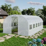 TOOLPORT Foliengewächshaus Gewächshaus 3x6m stabil & langlebig mit Fenster - reißfeste PE Plane 180g/m2 weiß transparent -