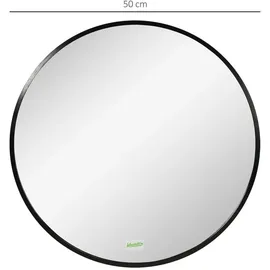 kleankin Badspiegel Ø50 cm Runder Spiegel Badezimmerspiegel mit Alurahmen Wandspiegel für Wohnzimmer, Schlafzimmer, Badezimmer, IP44, Schwarz