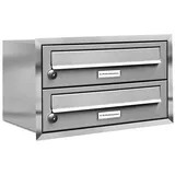 AL Briefkastensysteme 2 Fächer Premium Edelstahl Unterputz Briefkasten Anlage für Post A4, modern, robust, wetterfest, Artikelnummer: 132T2U1