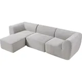 [en.casa] Modular Sofa, 3-Sitzer Hurvas mit Longchair Bouclé Grau